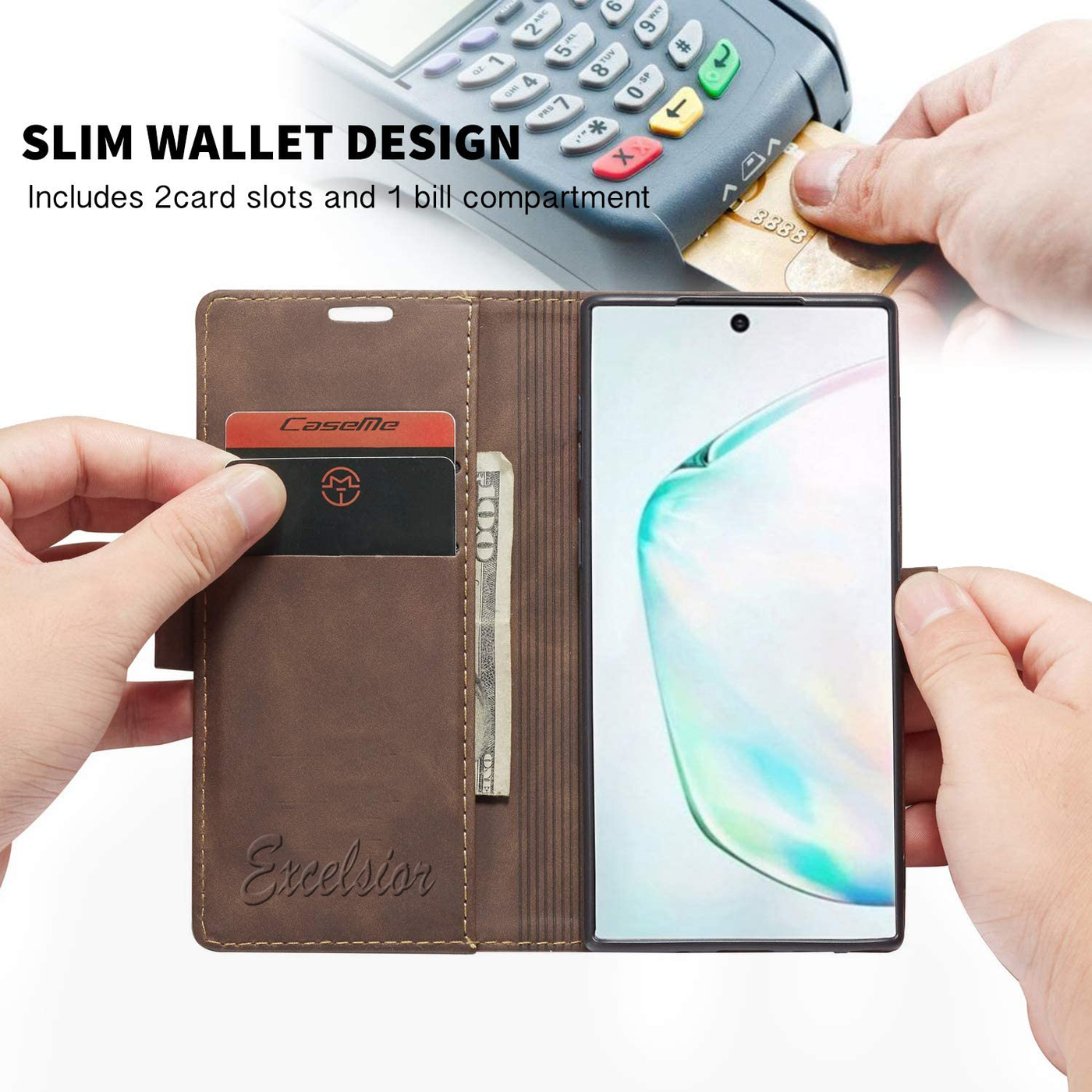 Samsung Galaxy Note 10 Lite Leather Wallet flip case cover with card slots by Excelsior