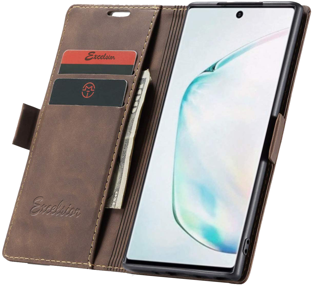 Samsung Galaxy Note 10 Plus Leather Wallet flip case cover with card slots by Excelsior