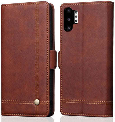 Samsung Galaxy Note 10 Plus brown color leather wallet flip cover case By excelsior