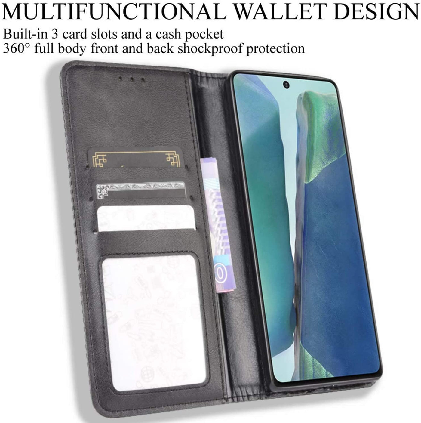 Samsung Galaxy Note 20 Leather Wallet flip case cover with card slots by Excelsior