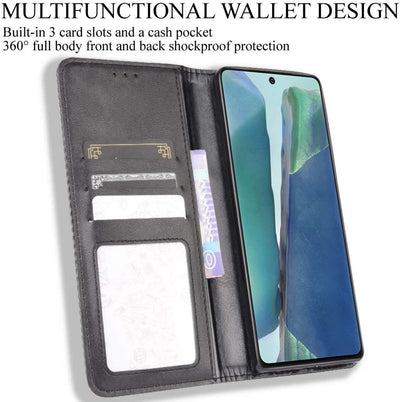 Samsung Galaxy Note 20 Leather Wallet flip case cover with card slots by Excelsior