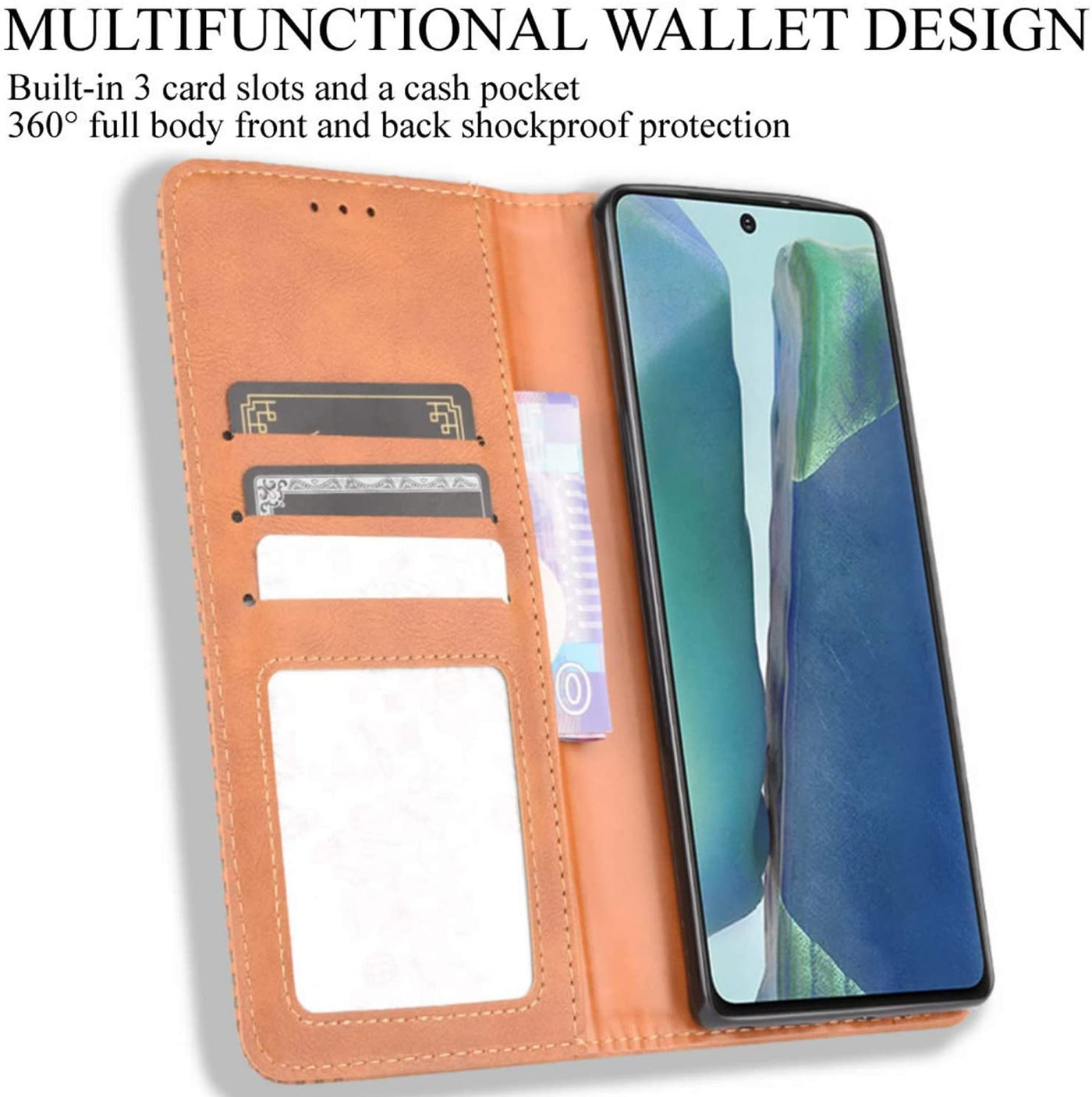 Samsung Galaxy Note 20 Leather Wallet flip case cover with card slots by Excelsior