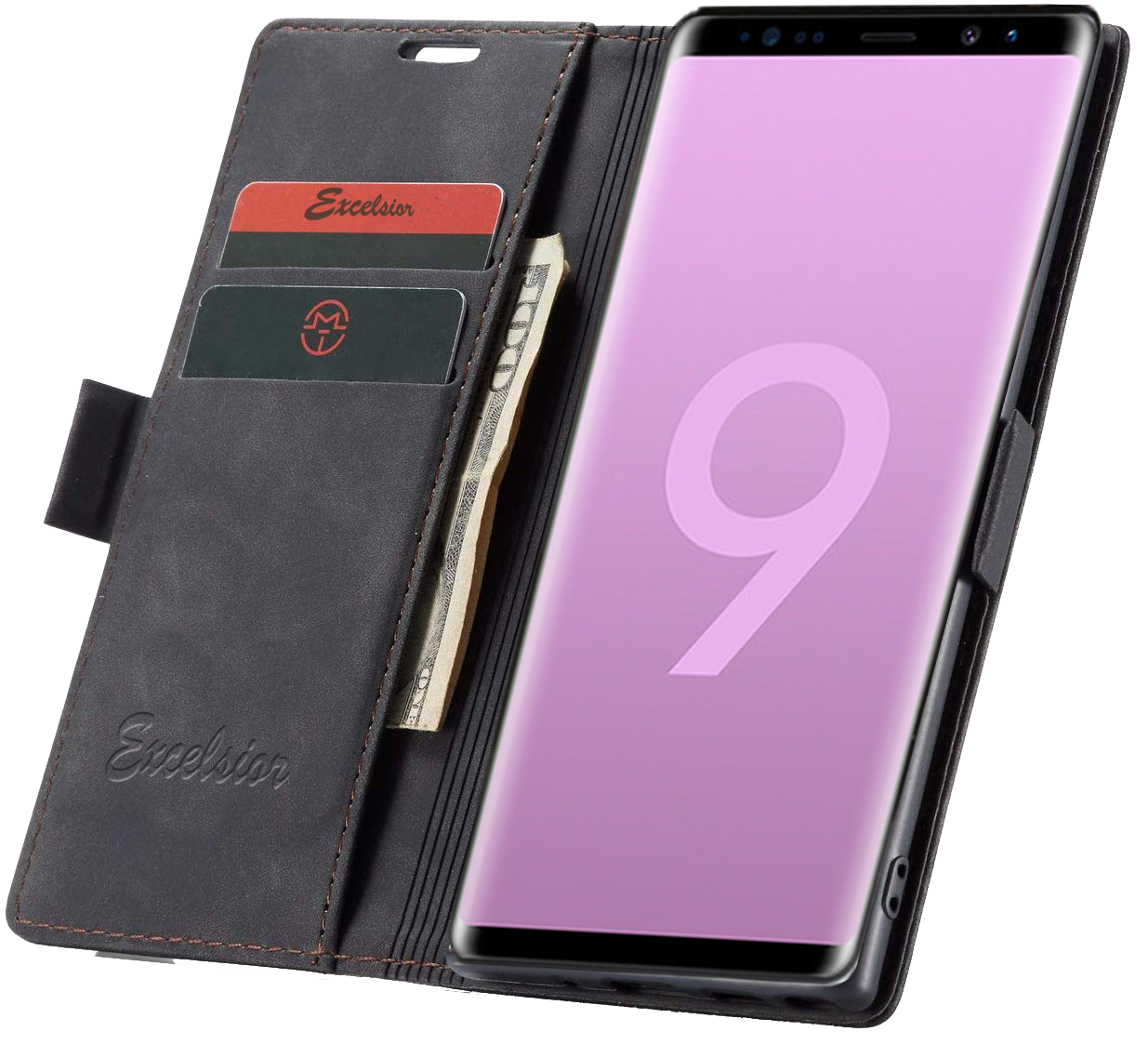 Samsung Galaxy Note 9 Leather Wallet flip case cover with card slots by Excelsior
