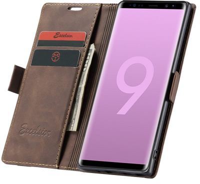 Samsung Galaxy Note 9 Leather Wallet flip case cover with card slots by Excelsior