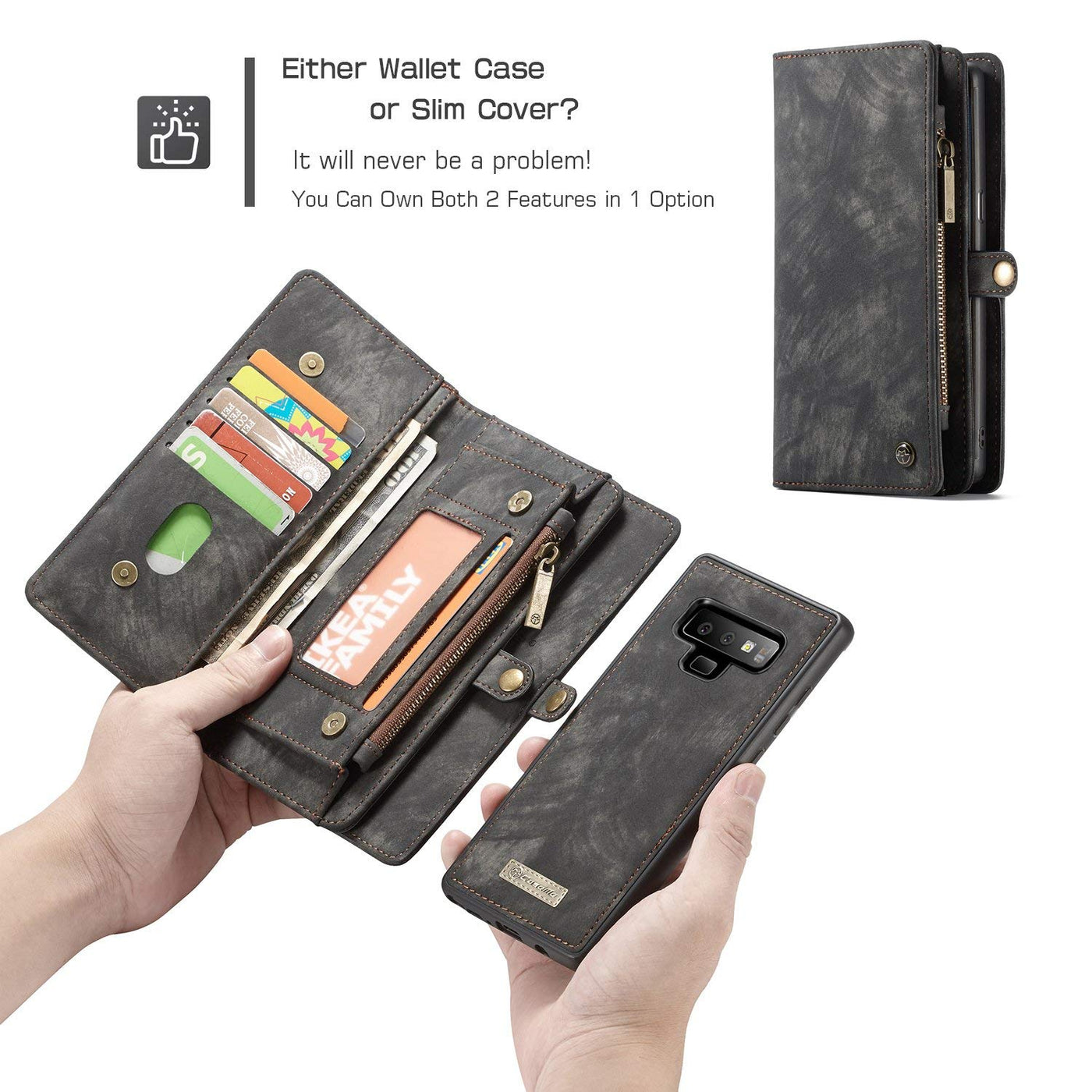Samsung Galaxy Note 9 flip wallet cover with detachable back case cover
