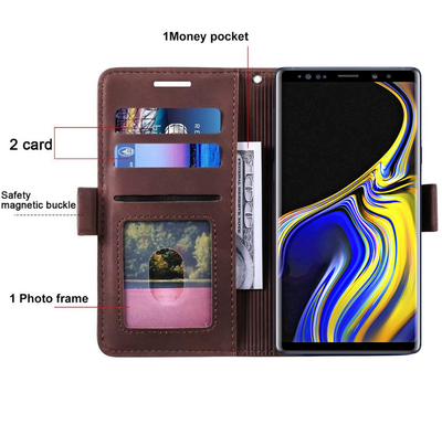 Samsung Galaxy Note 9 Leather Wallet flip case cover with card slots by Excelsior