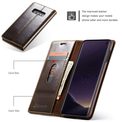 Samsung Galaxy S10e Leather Wallet flip case with card slots by Excelsior