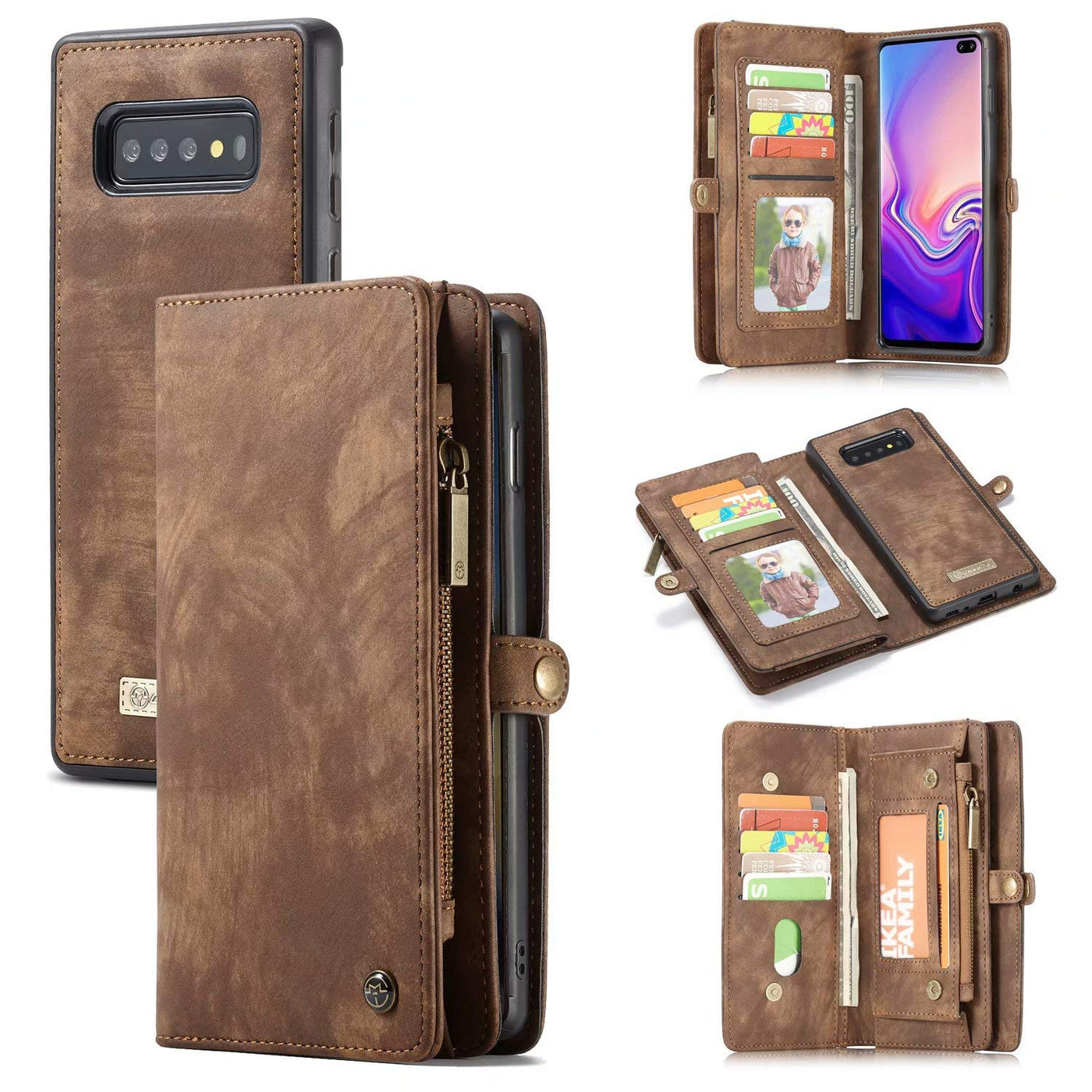 Samsung Galaxy S10 Plus coffee color leather wallet flip case By excelsior
