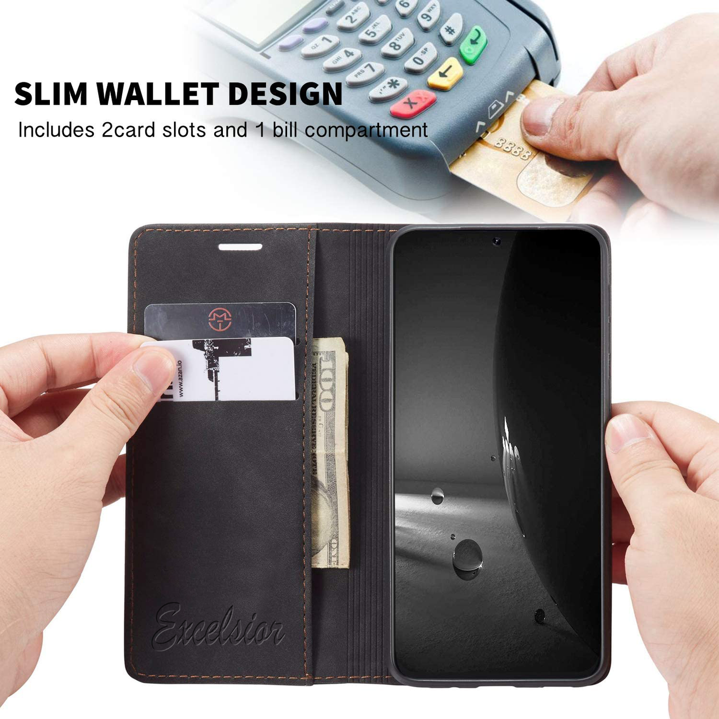 Samsung Galaxy S20 5G Leather Wallet flip case cover with card slots by Excelsior
