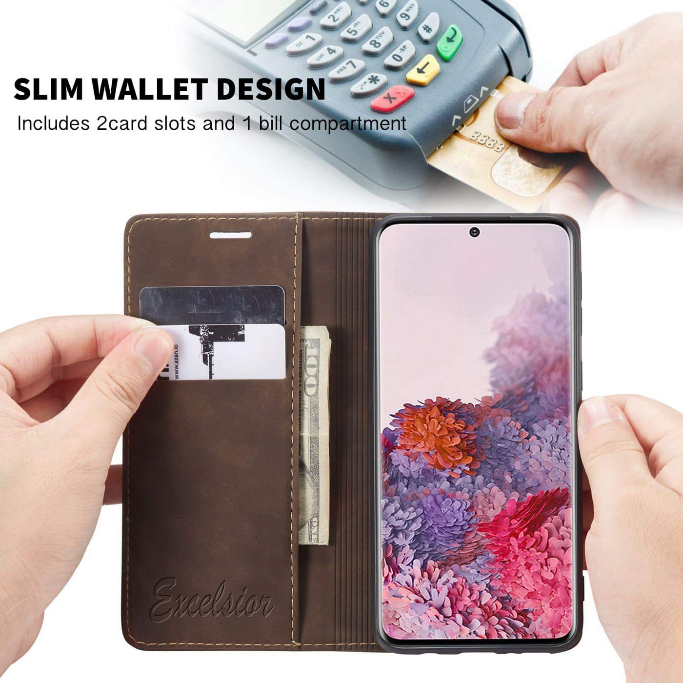 Samsung Galaxy S20 Ultra Leather Wallet flip case cover with card slots by Excelsior