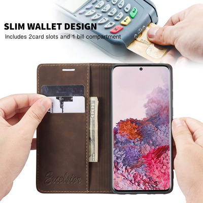 Samsung Galaxy S20 Ultra Leather Wallet flip case cover with card slots by Excelsior