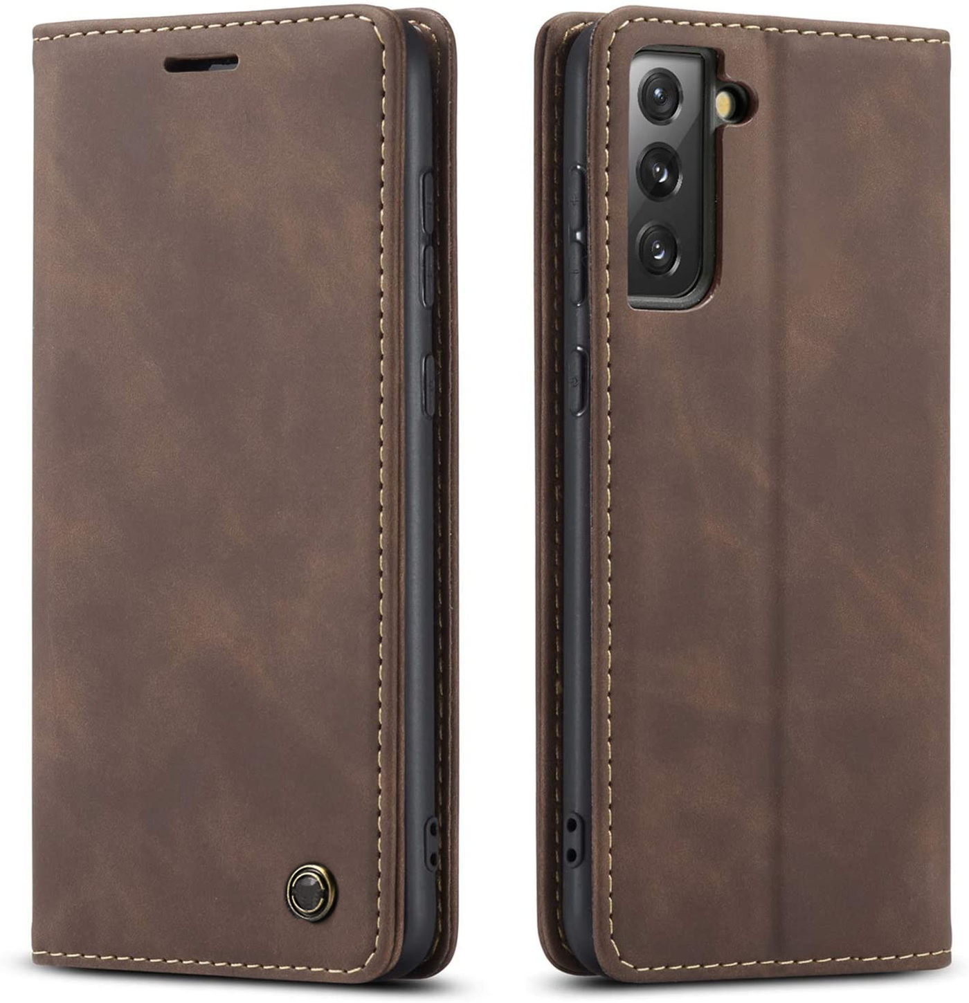 Samsung Galaxy S21 Plus 5G coffee color leather wallet flip cover case By excelsior