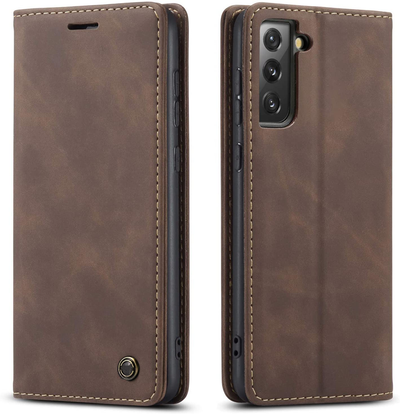 Samsung Galaxy S21 Plus 5G coffee color leather wallet flip cover case By excelsior