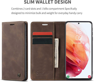 Samsung Galaxy S21 Plus 5G Leather Wallet flip case cover with card slots by Excelsior 