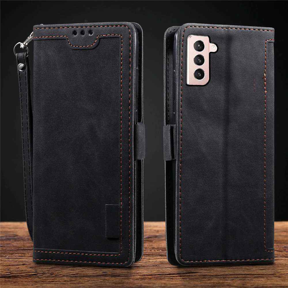 Samsung Galaxy S21 Plus black color leather wallet flip cover case By excelsior
