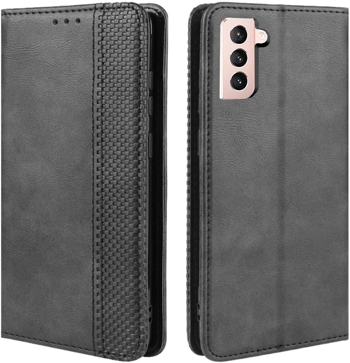 Samsung Galaxy S21 Plus black color wallet flip cover case By excelsior