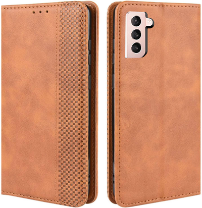 Samsung Galaxy S21 Plus Brown color leather wallet flip cover case By excelsior