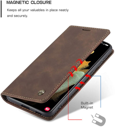Excelsior Premium Leather Wallet flip Cover Case For Samsung Galaxy S21 Ultra