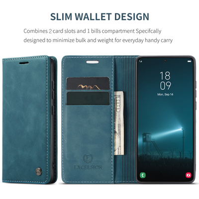 Samsung Galaxy S22 Leather Wallet flip case cover with card slots by Excelsior