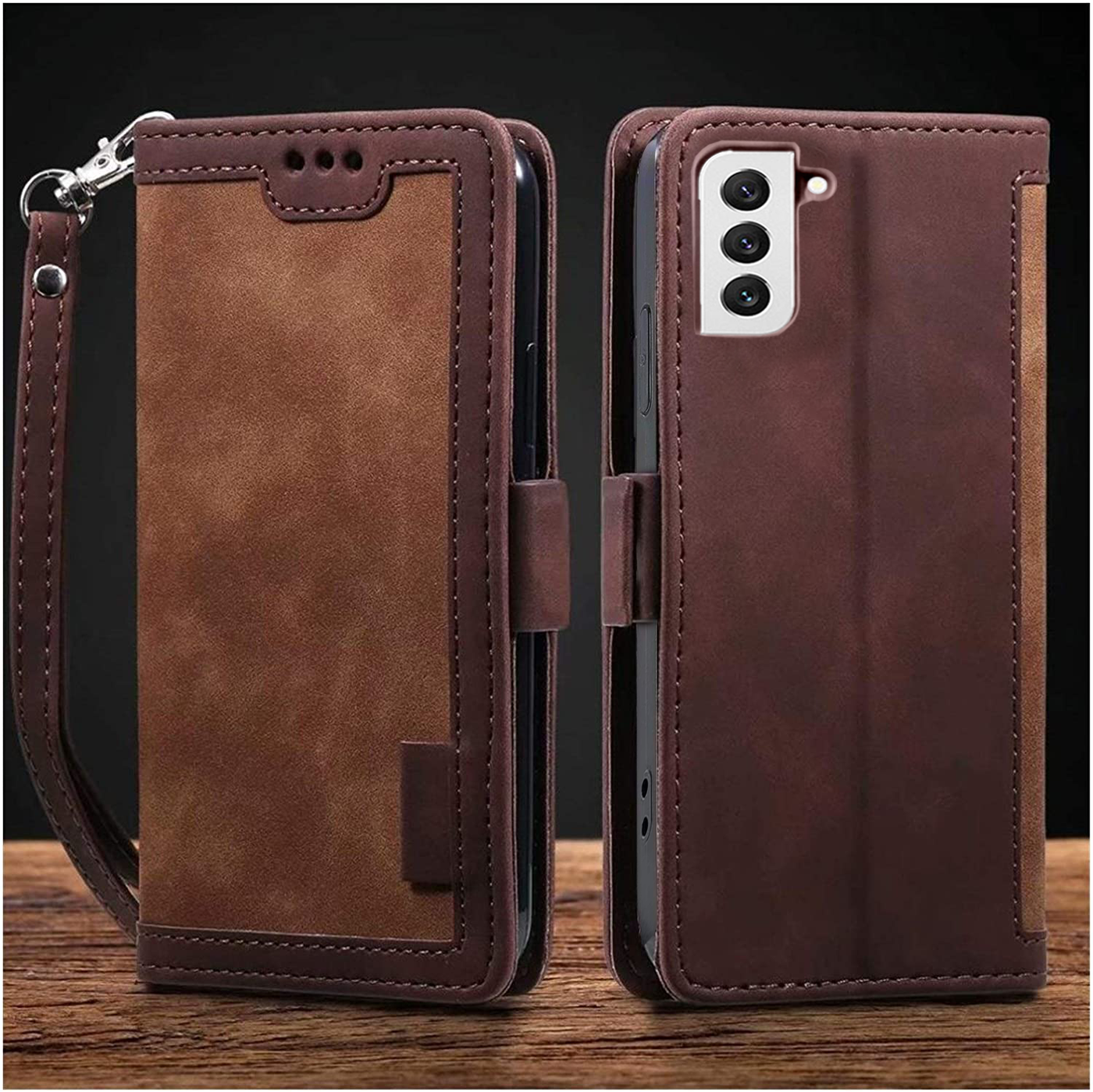 Samsung Galaxy S22 Coffee color leather wallet flip cover case By excelsior