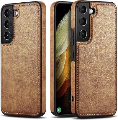 Samsung Galaxy S22 brown color leather back cover case