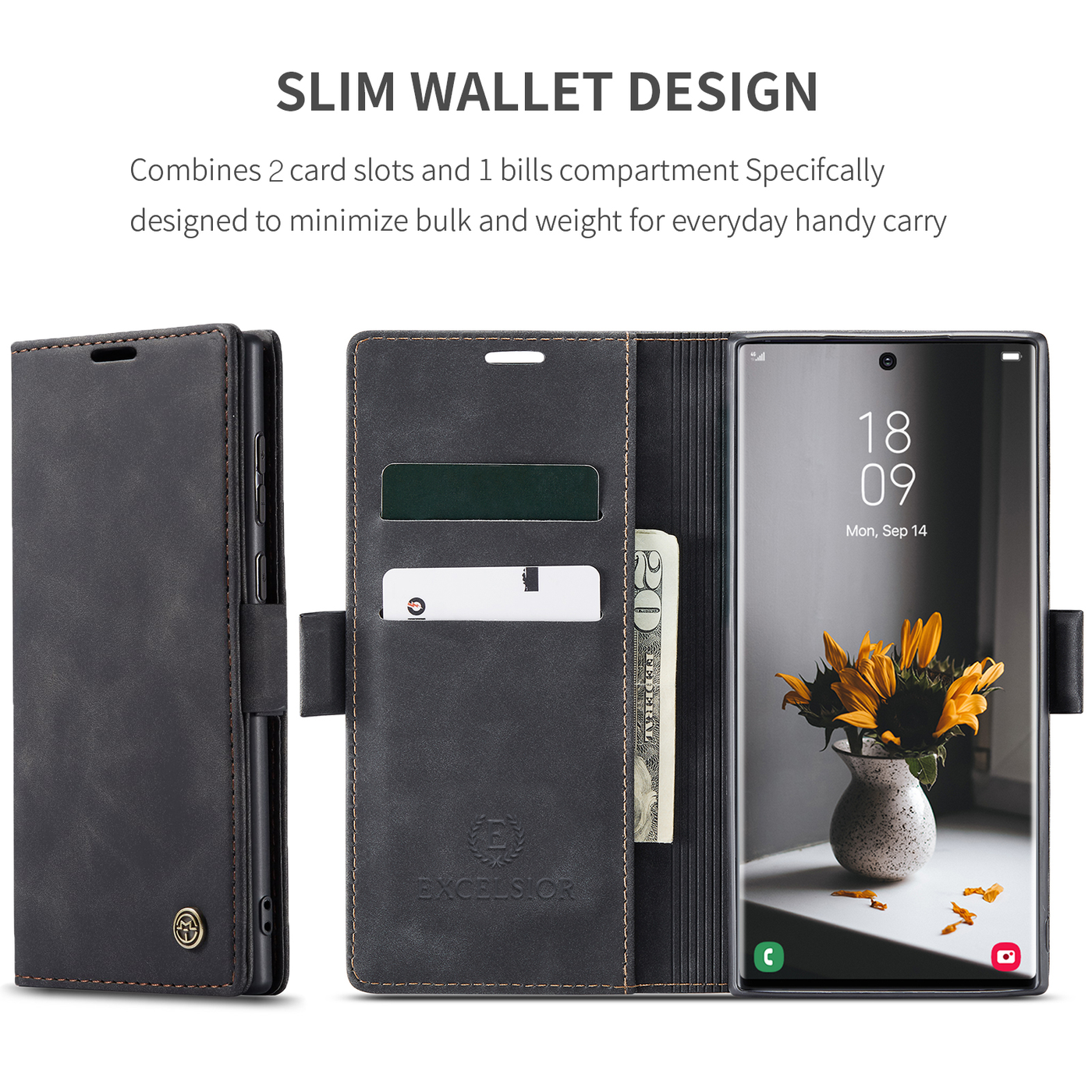 Samsung Galaxy S22 Ultra 5G Premium PU Leather Wallet flip Cover Case By Excelsior