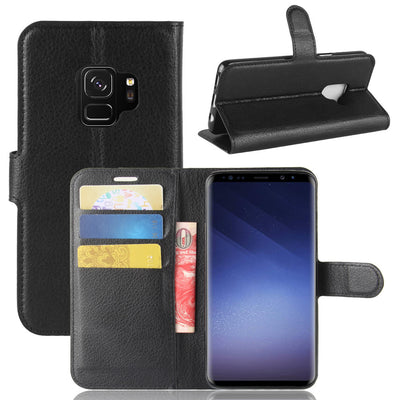 Samsung Galaxy S9 black color leather wallet flip cover case By excelsior