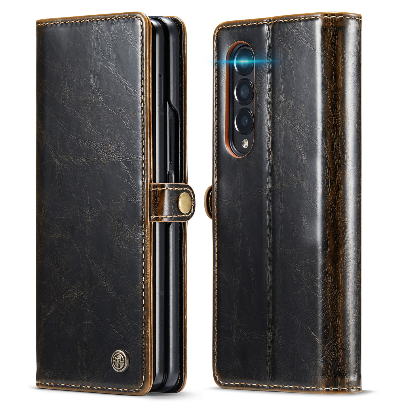 Samsung Galaxy Z Fold3 brown color leather wallet flip cover case By excelsior