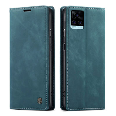 Vivo V20 Pro blue color leather wallet flip cover case By excelsior
