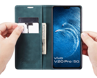Vivo V20 Pro Leather Wallet flip case cover with card slots by Excelsior