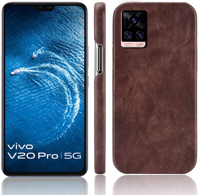 Vivo V20 Pro coffee color leather back cover case