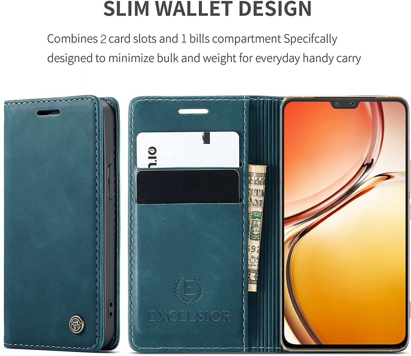Vivo V23 Pro Leather Wallet flip case cover with card slots by Excelsior
