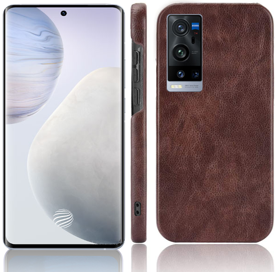 Vivo X60 Pro Plus coffee color leather back cover case