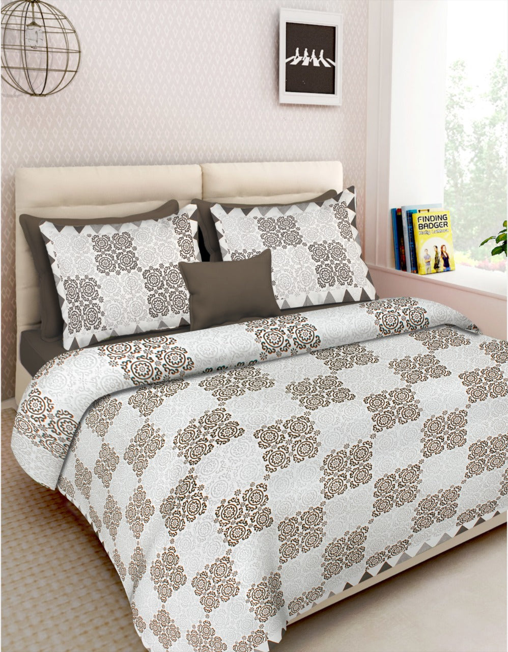 Braise Premium | Full Size 95 x 108 in | 100% Pure Cotton | Double Bedsheet with 2 Pillow Covers (RN01)