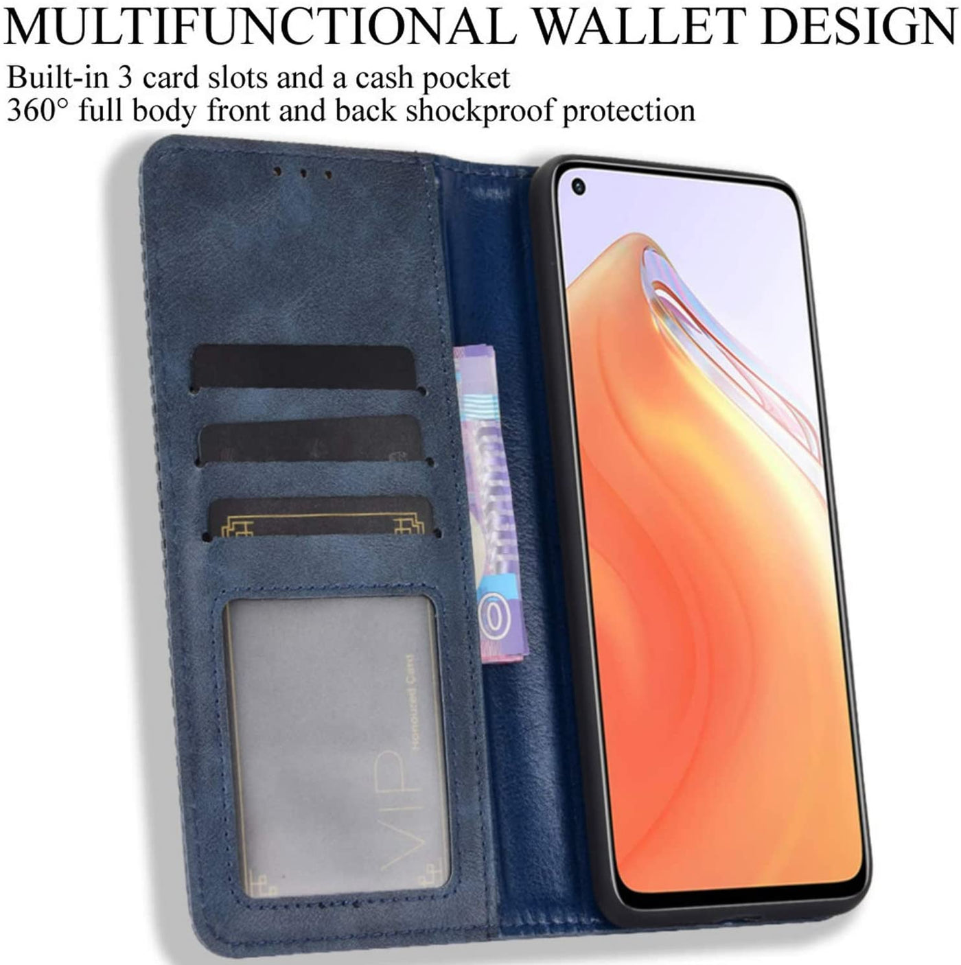 Xiaomi Mi 10T Leather Wallet flip case cover with card slots by Excelsior