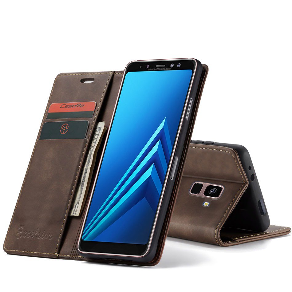Samsung Galaxy A8 Plus Leather Wallet flip case cover with card slots by Excelsior