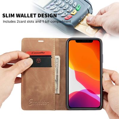 Excelsior Premium Leather Wallet flip Cover Case For Apple iPhone 11