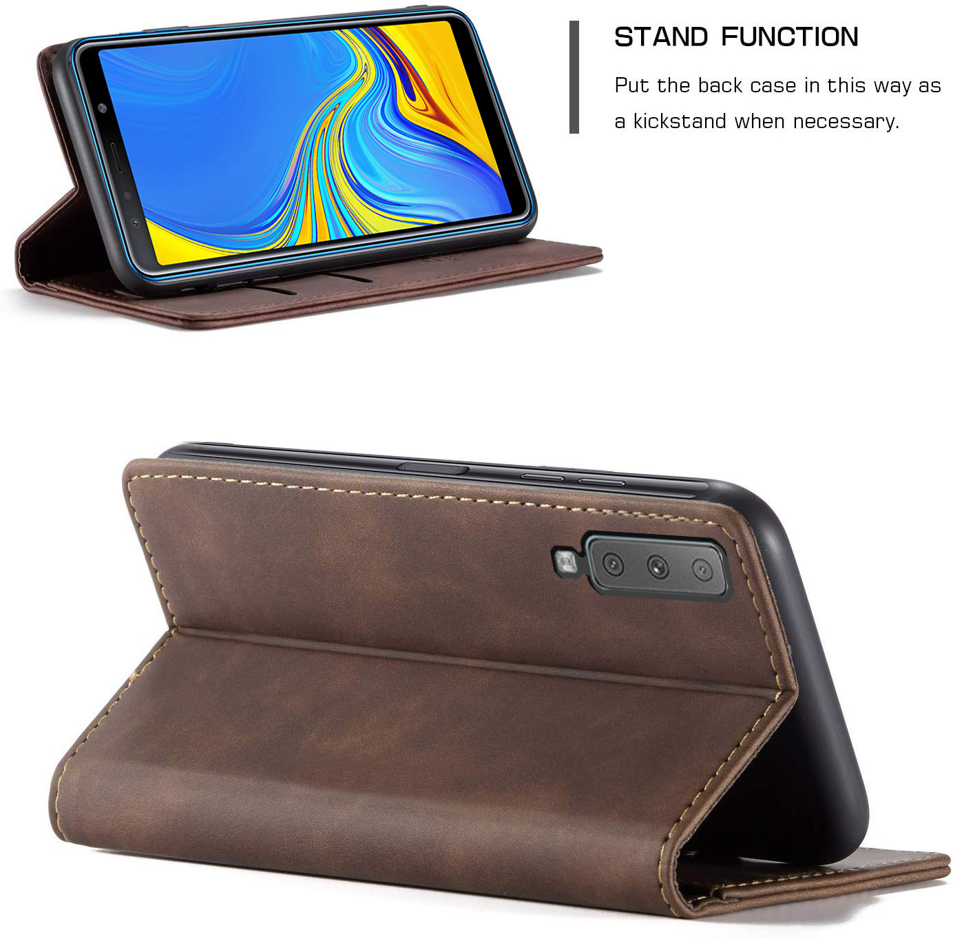 Samsung Galaxy A7 2018 Leather Wallet flip case cover with stand function