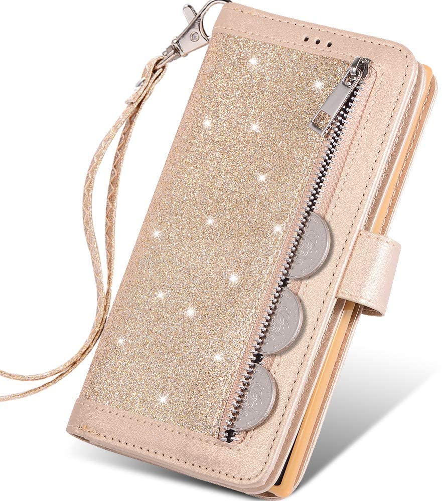 Excelsior Premium Leather Glitter Wallet Flip Case Cover | Trifold Purse Clutch For Apple iPhone 13