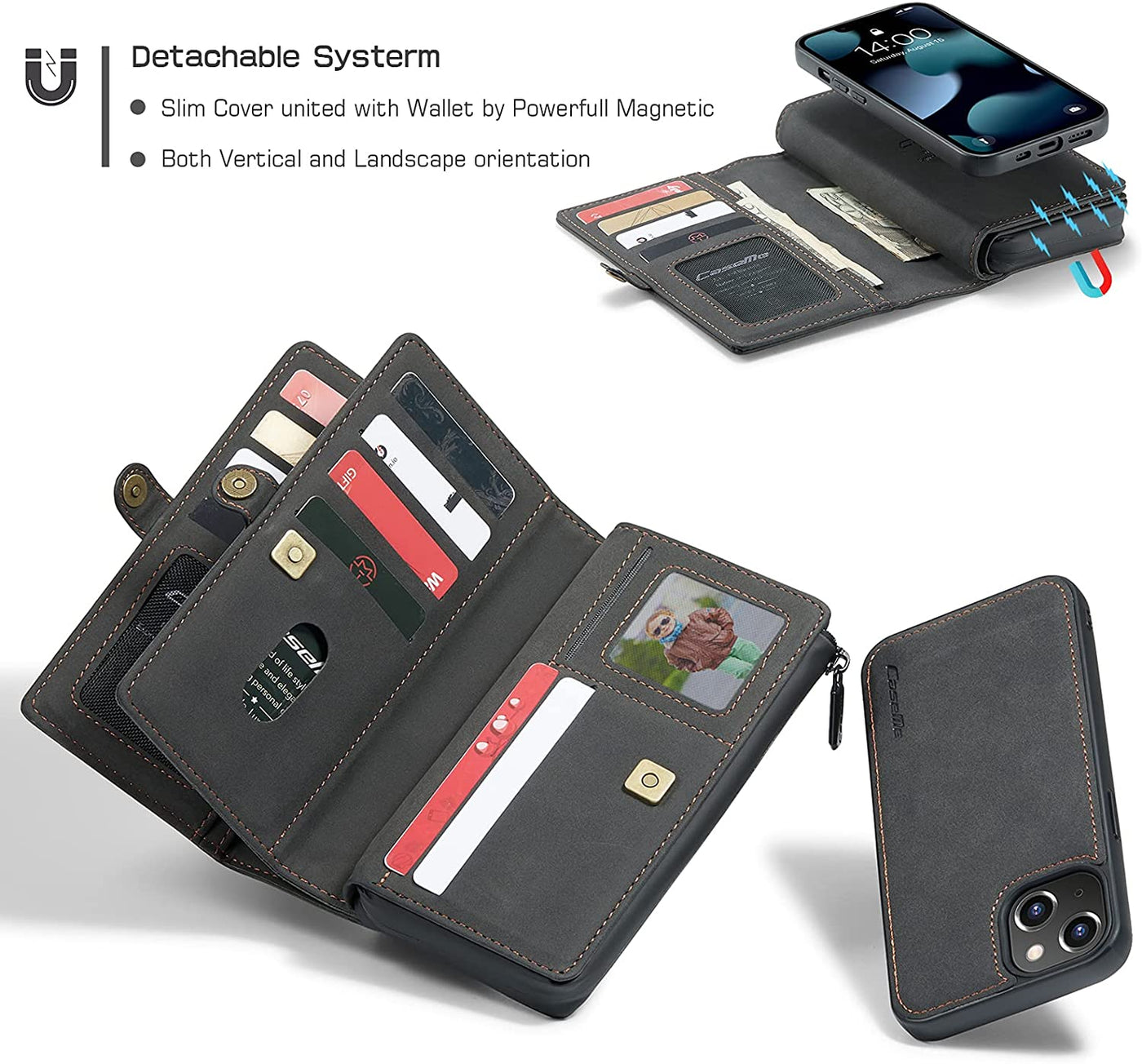 Excelsior Premium Multifunctional Leather Wallet Flip Cover Case For Apple iPhone 13 Mini