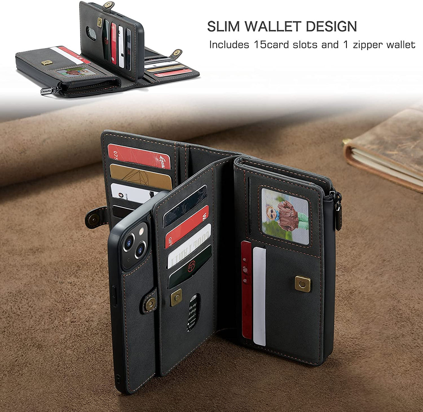 Excelsior Premium Multifunctional Leather Wallet Flip Cover Case For Apple iPhone 13 Mini