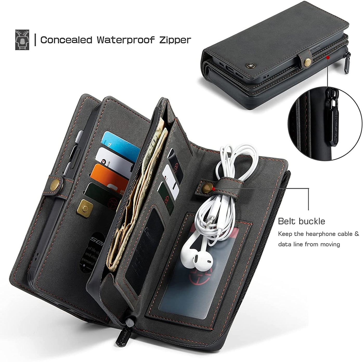 Excelsior Premium Multifunctional Leather Wallet Flip Cover Case For Apple iPhone 13 Mini