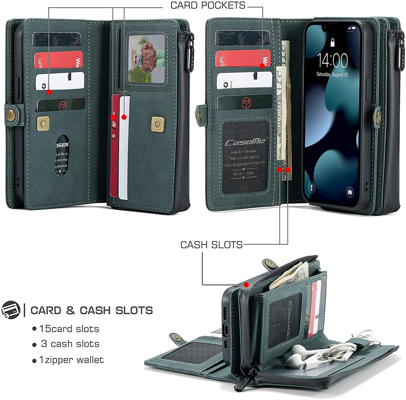 Excelsior Premium Multifunctional Leather Wallet Flip Cover Case For Apple iPhone 13 Mini