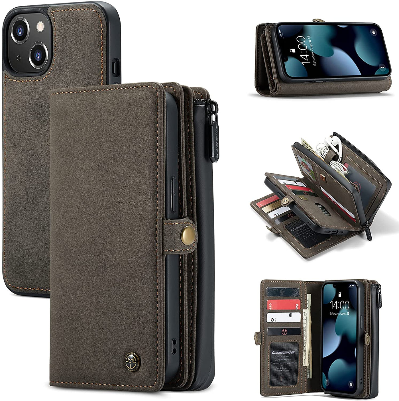 iPhone 13 flip wallet cover with detachable back case cover