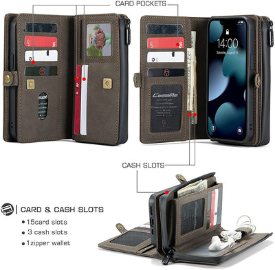 iPhone 13 Leather Wallet flip case cover with card slots by Excelsior