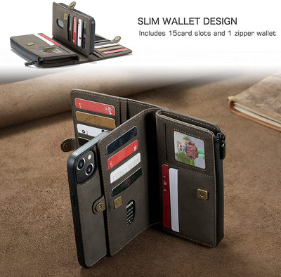 iPhone 13 mini coffee color leather wallet flip cover case By excelsior