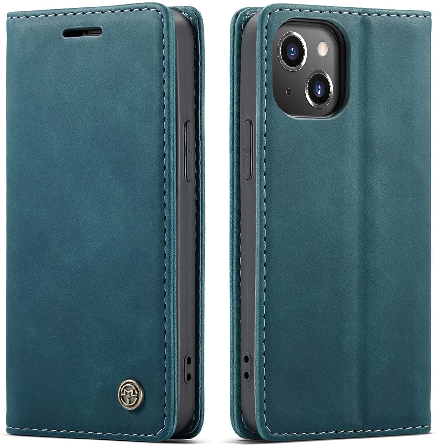 iPhone 13 blue color leather wallet flip cover case By excelsior