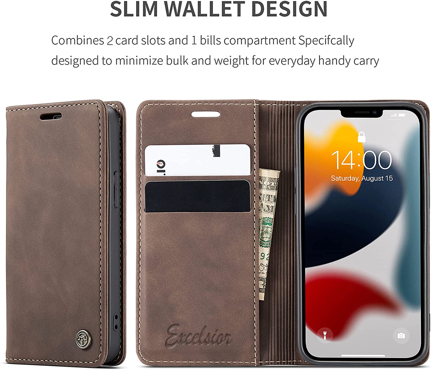 Excelsior Premium Leather Wallet flip Cover Case For Apple iPhone 13