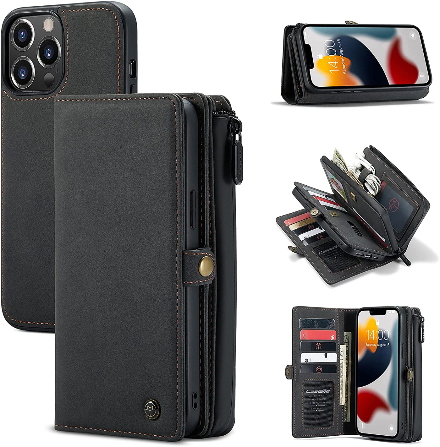 Excelsior Premium Multifunctional Leather Wallet Flip Cover Case For Apple iPhone 13 Pro Max