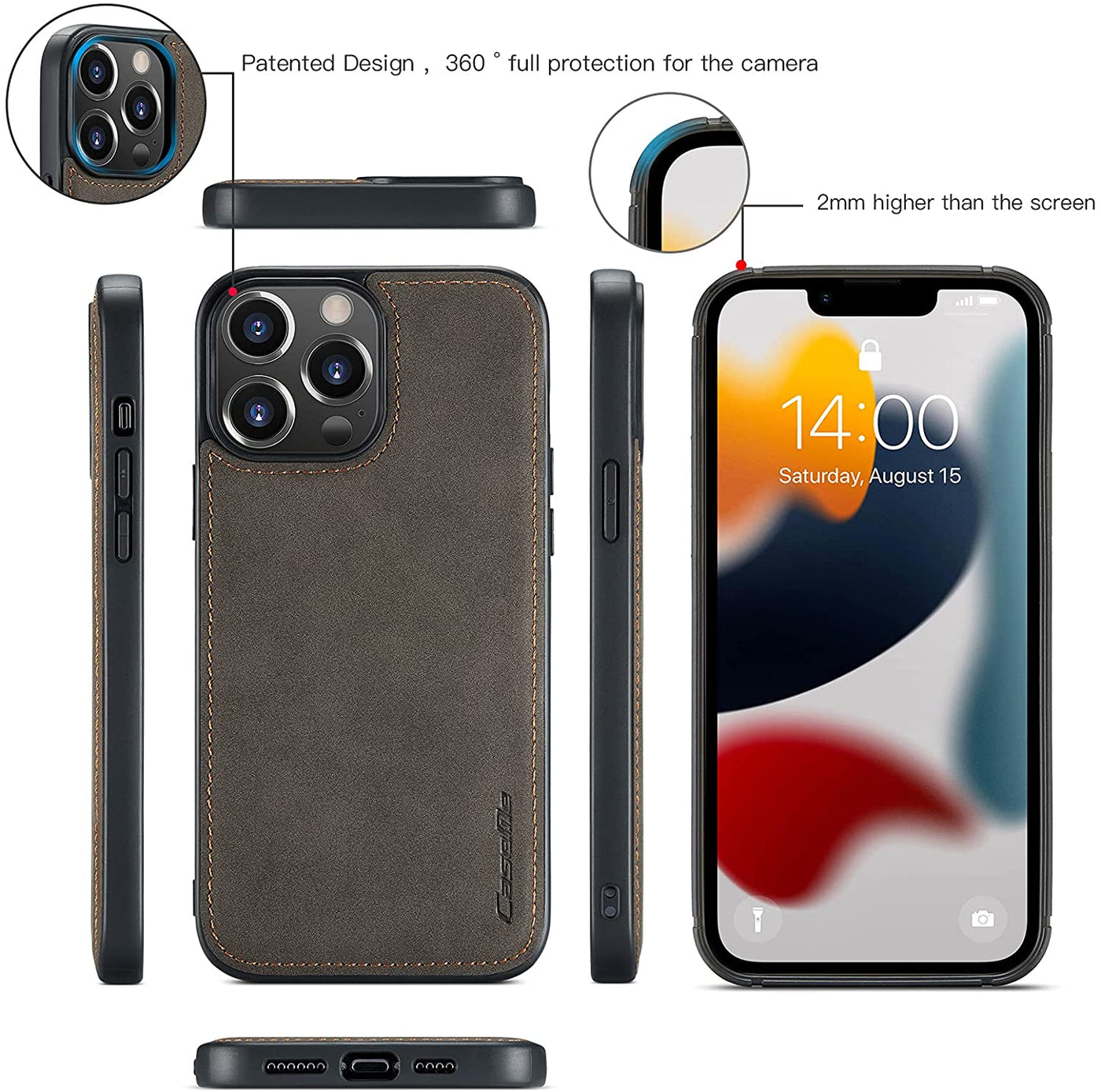 iPhone 13 Pro leather case cover with camera protection